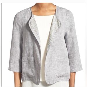 Eileen Fisher Light Gray Open-Front Blazer Size MP
